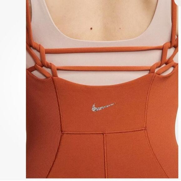 Nike Yoga Dri-Fit Luxe One Piece Jumpsuit DX1725-246 Orange Clay Size XS - Picture 3 of 9
